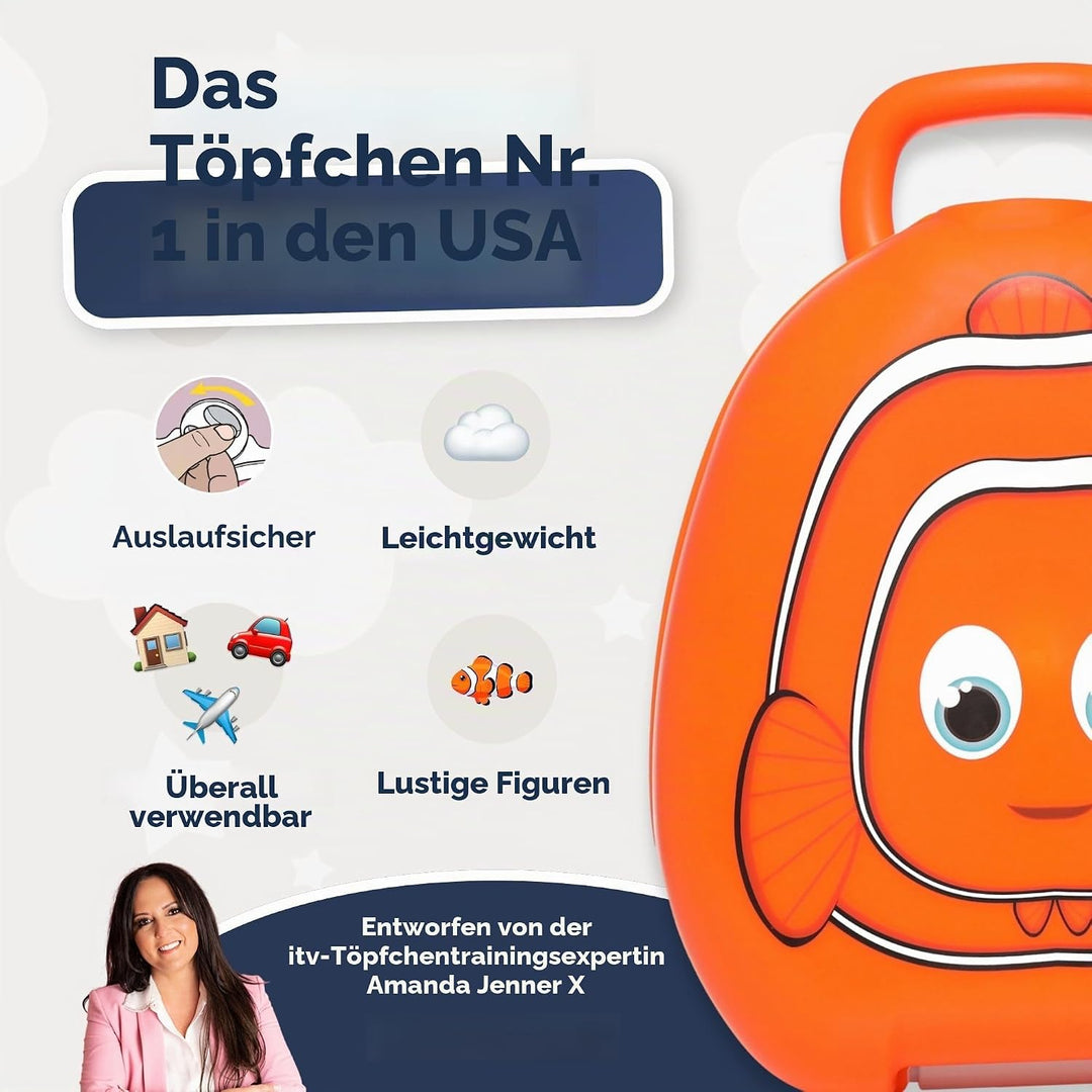 My Carry Potty - Clownfish Reise-Töpfchen, preisgekrönter tragbarer Kleinkind-Toilettensitz für Kind