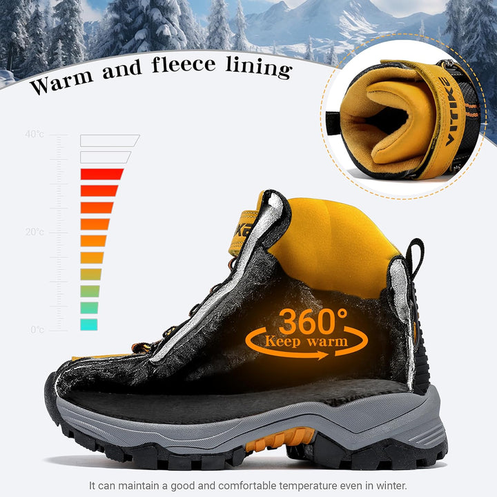ASHION Winterschuhe Jungen Schneestiefel Kinder Mid Gefütterte Winterstiefel Wanderschuhe Trekking B