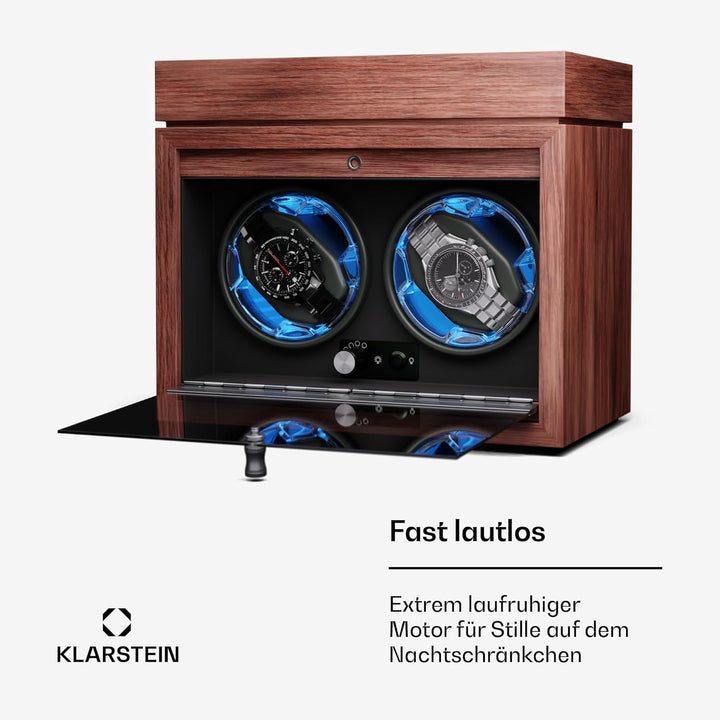 Klarstein Uhrenbeweger für Automatikuhren, Automatik-Uhrenbeweger für 2 Uhren mit Acryl-Tür, Automat