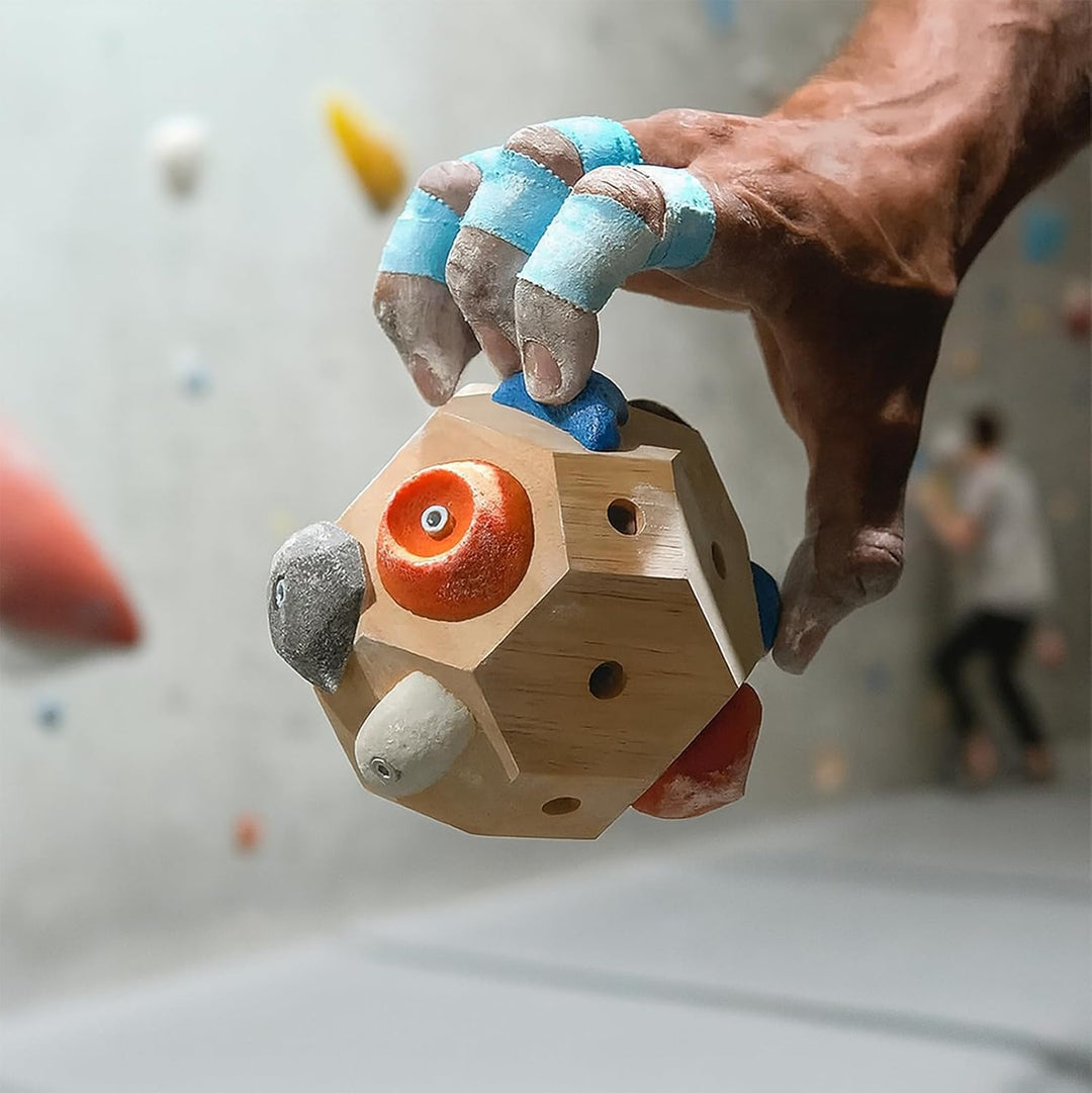 Handgefertigter 3D-Boulder-Block mit 12 Harzhaltern – Holz-Fingergriff-Trainer mit Canvas-Tasche & B