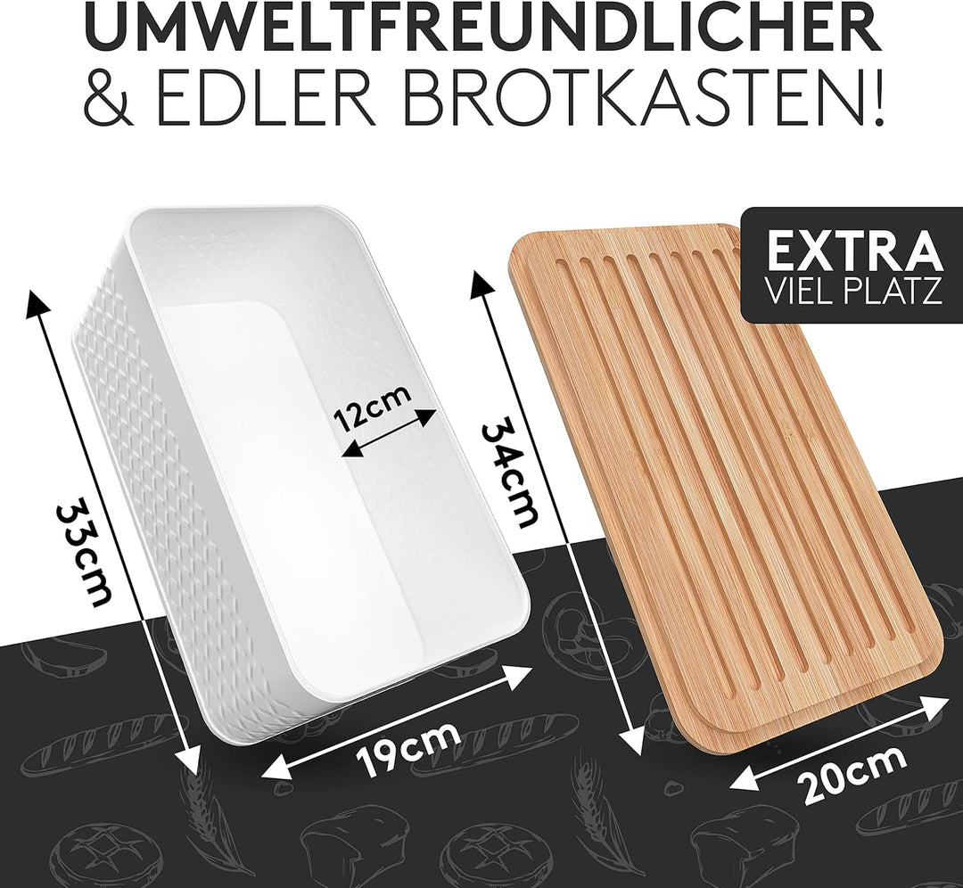 DIVARØ Brotkasten – Brotbox mit Bambusdeckel [2in1 Funktion] – Aus Karbonstahl für lange Frische – N