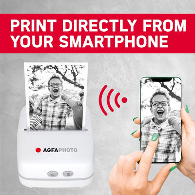 AgfaPhoto Realipix Pocket P Schwarz-Weiss Thermodrucker für Kinder mit spassiger App zum Malen & Kri