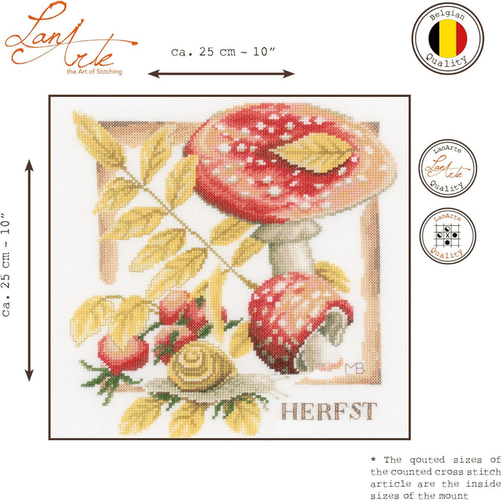 Lanarte Zählmusterpackung Herbst Zählstoff Kreuzstichpackung, Baumwolle, Mehrfarbig, 25 x 25 x 0.3 c
