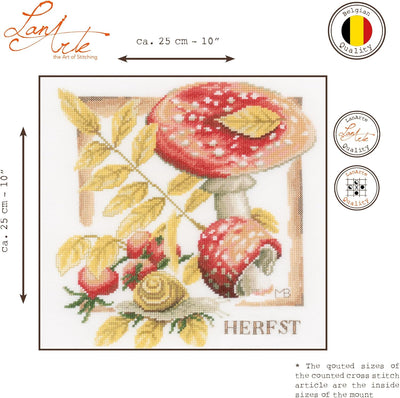 Lanarte Zählmusterpackung Herbst Zählstoff Kreuzstichpackung, Baumwolle, Mehrfarbig, 25 x 25 x 0.3 c
