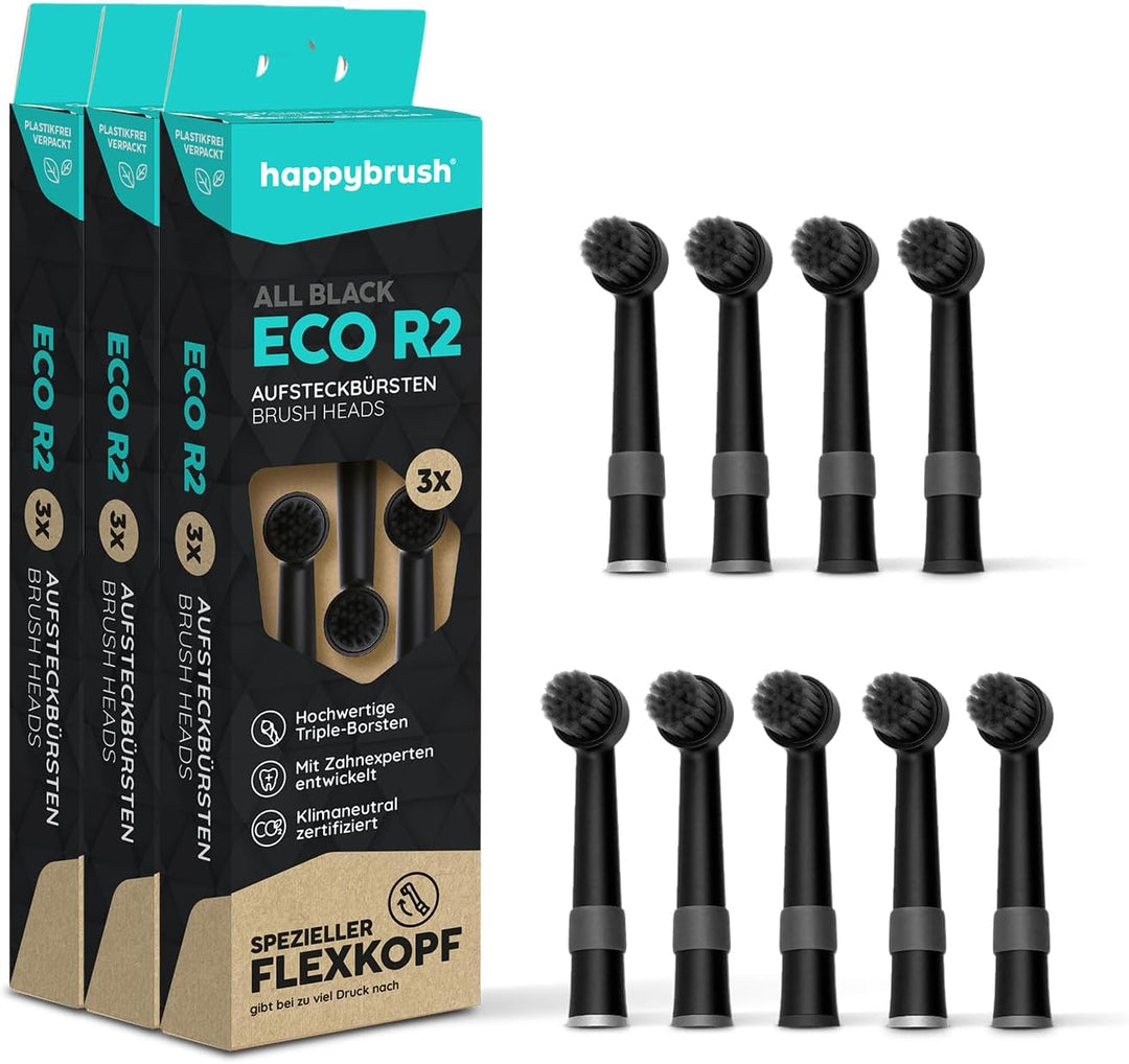 happybrush® Aufsteckbürsten für elektrische rotierende Zahnbürsten - Kompatibel mit R2, sowie Modell
