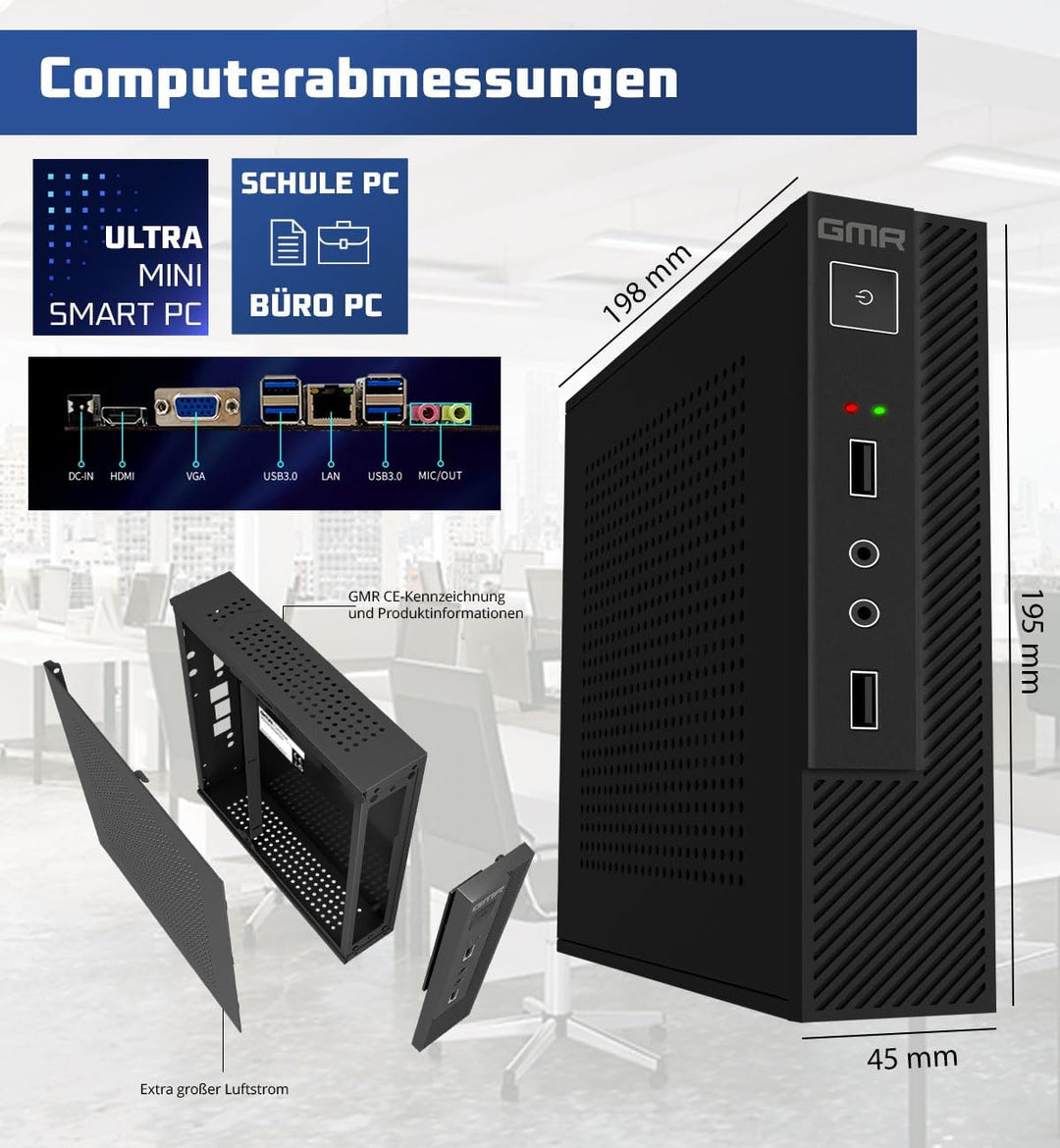 GMR Ultra Smart Mini i7 Office PC - Business Office Computer | 3 Jahre Garantie | 16 GB RAM | 512GB
