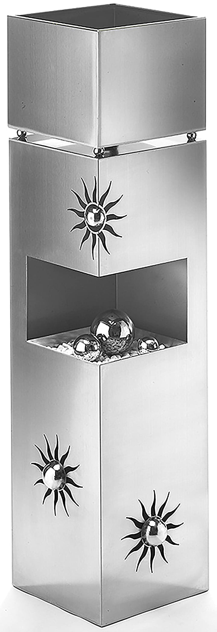 Kobolo Blumensäule Dekosäule Pflanzsäule Schale Bullet - Edelstahl 100 cm - 3 Dekokugeln, Bullet