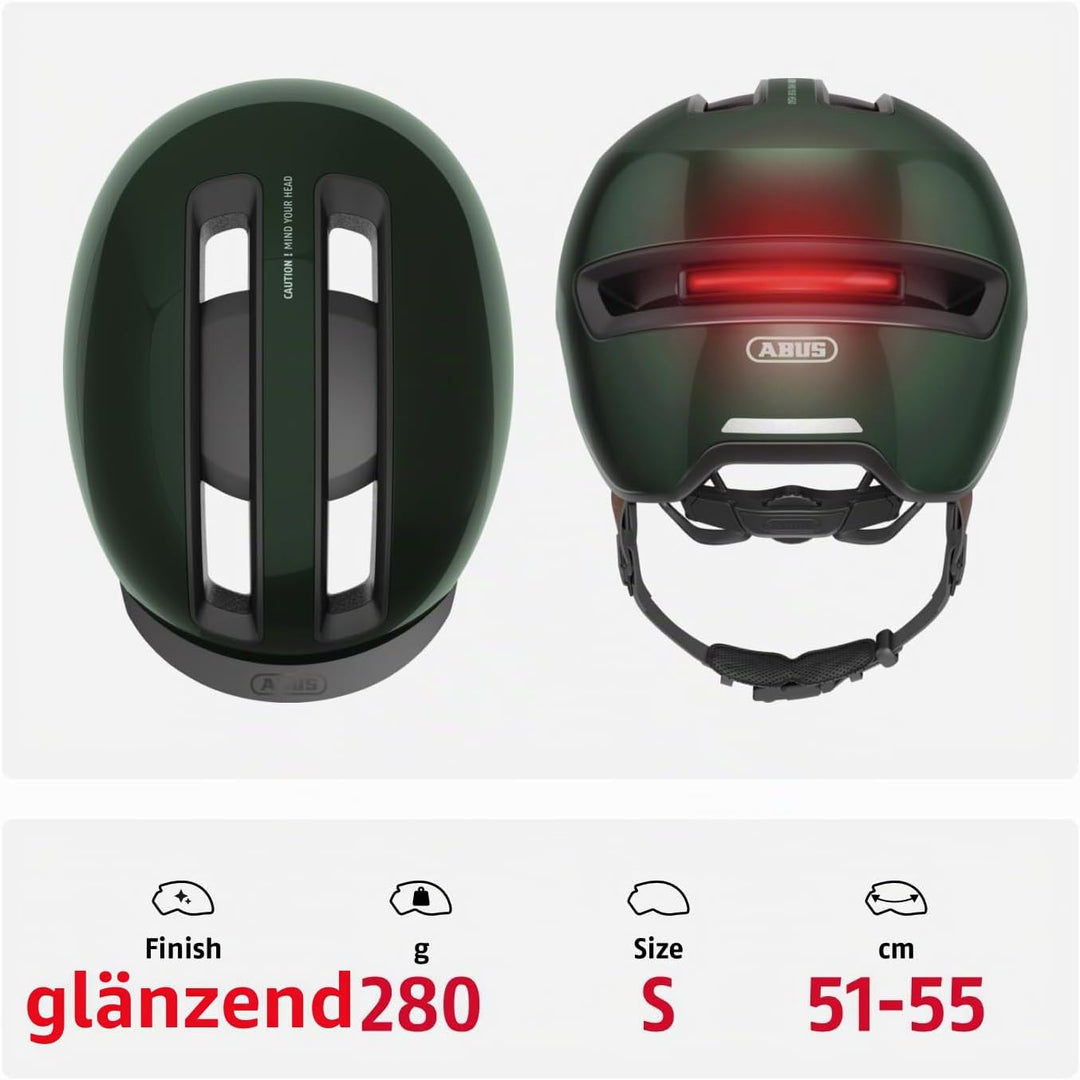 ABUS Urban Helm HUD-Y - mit magnetischem, aufladbarem LED-Rücklicht &amp; Magnetverschluss - cooler Fahr