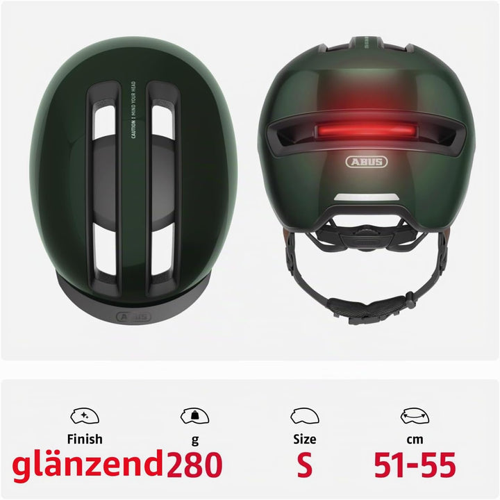 ABUS Urban Helm HUD-Y - mit magnetischem, aufladbarem LED-Rücklicht &amp; Magnetverschluss - cooler Fahr