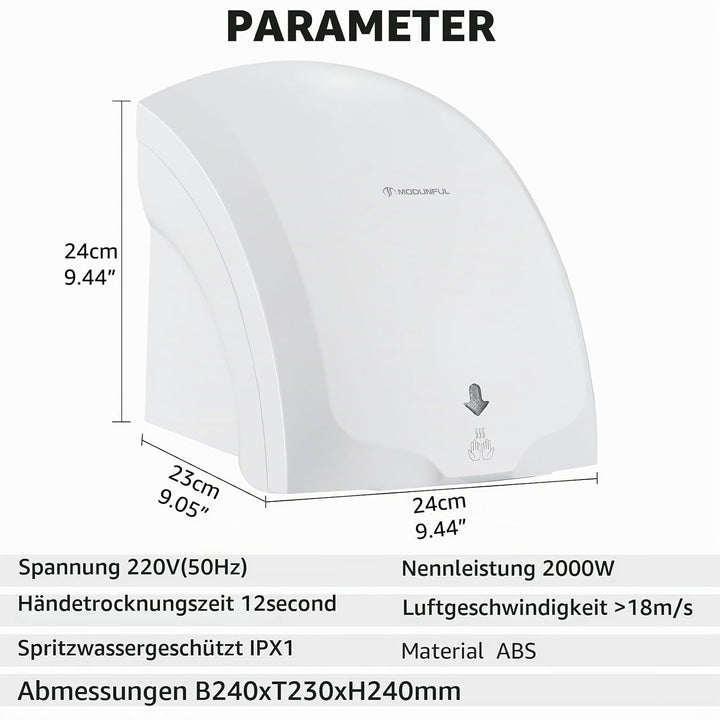Modunful Automatischer Handtrockner Infrarotsensor Handtrockner für Badezimmer zu Hause, Extra Leise