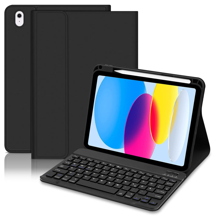Hülle mit Tastatur für Ipad A16 11 Generation 2025/10 Generation 2022 (10,9/11 Zoll) - QWERTZ Layout