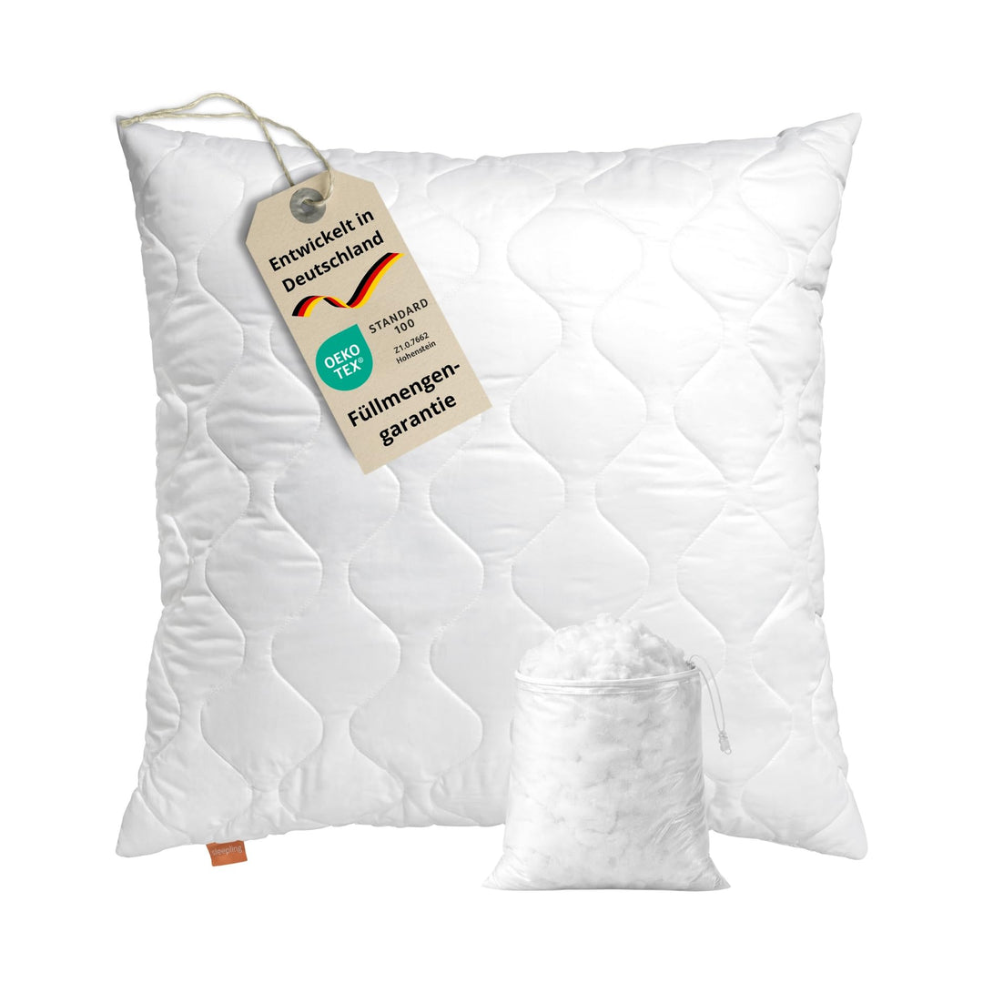 sleepling Komfort 100 Kopfkissen, 60 x 60 cm,, waschbar bis 60 Grad, Made in EU, Füllmengenga