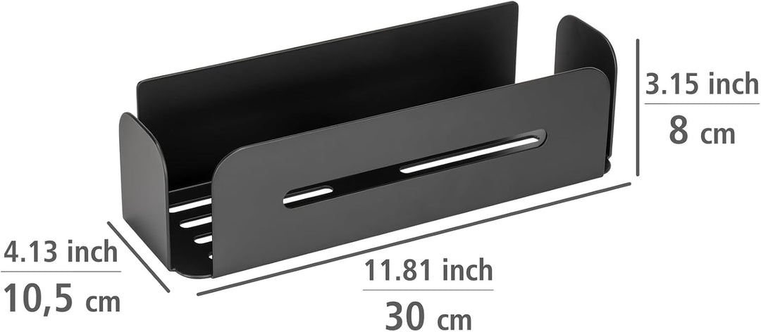 WENKO Turbo-Loc® Wandablage Bivio Black matt, Badregal aus Aluminium, zur Aufbewahrung im Bad, Befes