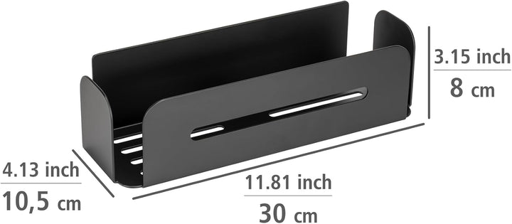 WENKO Turbo-Loc® Wandablage Bivio Black matt, Badregal aus Aluminium, zur Aufbewahrung im Bad, Befes