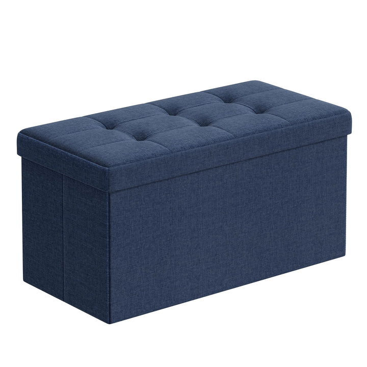 SONGMICS Sitzhocker mit Stauraum, klappbare Sitzbank, 38 x 76 x 38 cm Fussbank, Aufbewahrungsbox, bi