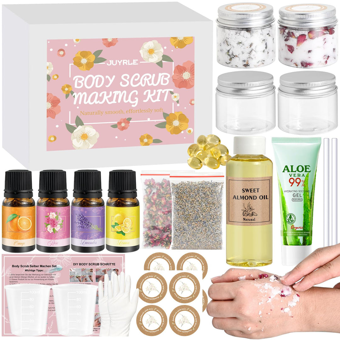 Body Scrub Selber Machen Set, JUYRLE Körperpeeling Bodyscrub Making Kit für Damen Herren, Kreative B