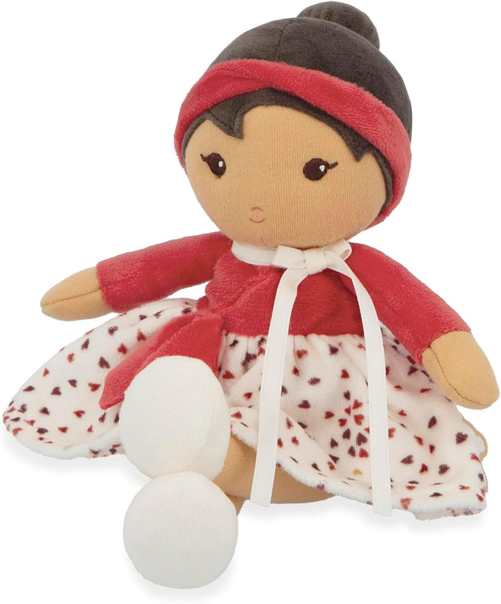 KALOO – Tendresse – Meine 1. Stoffpuppe Emilie – 25 cm grosse Stoffpuppe – Rock aus Microsamt und ro