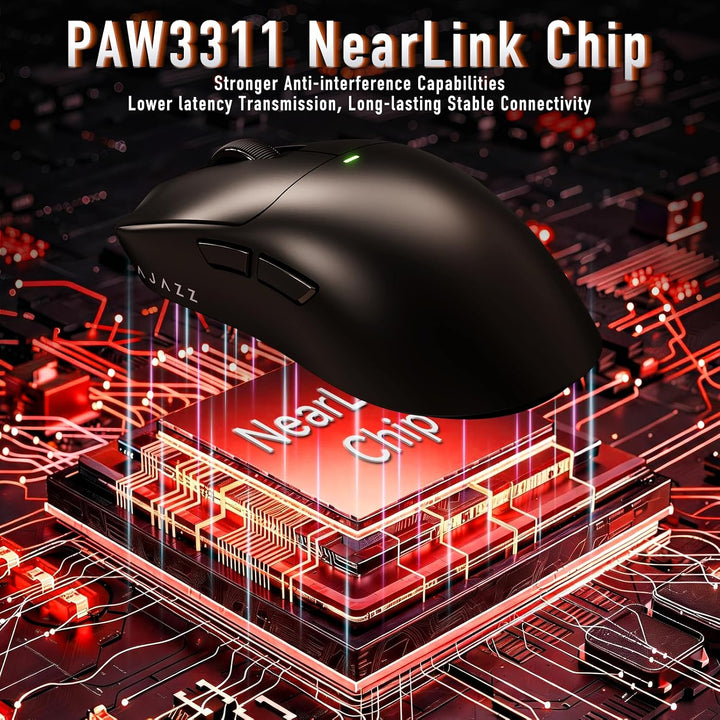 AJAZZ AJ200NLMC kabellose Gaming-Maus, Dreifachmodus (2,4GHz/Bluetooth/kabelgebunden), KI-Sprachsteu
