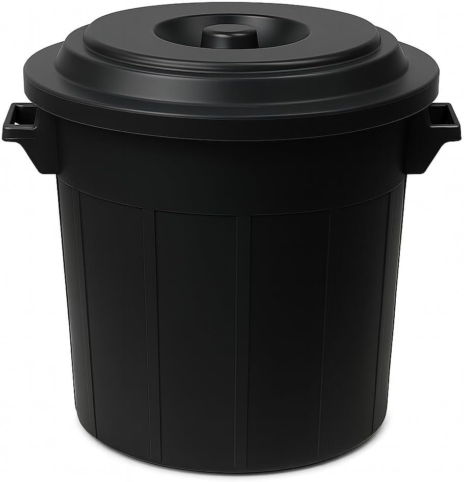YourCasa Mülltonne 2 x 50L - Mülleimer mit Deckel - Tonne mit Trageriffen für Garten - Futtertonne o