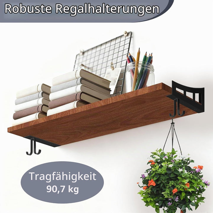 4 Stück Regalhalterung Schwarz, Regalträger 15 cm, Regal Winkel mit Haken, Regal Regalwinkel Schwerl