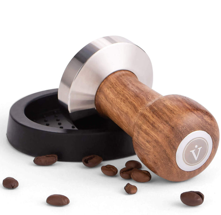 Tamper Set 51mm – hochwertiger Espresso Temper & stilvoller Holzgriff inkl. Schützender Tamping-Matt