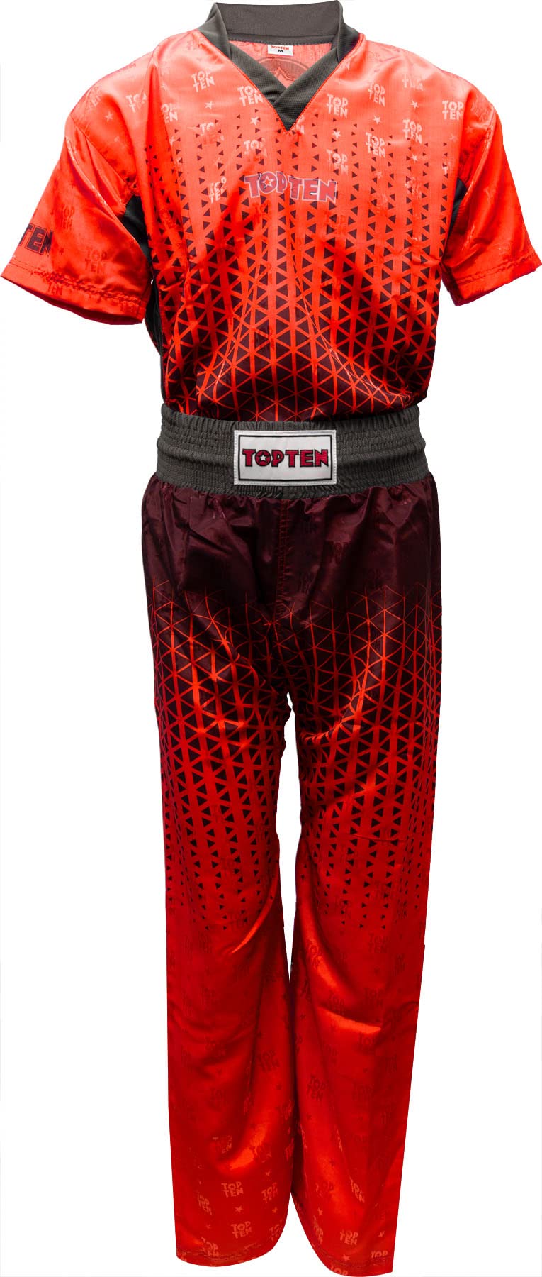 TOP TEN Kickboxuniform „Grafic“ Rot - Schwarz XL, Rot - Schwarz XL