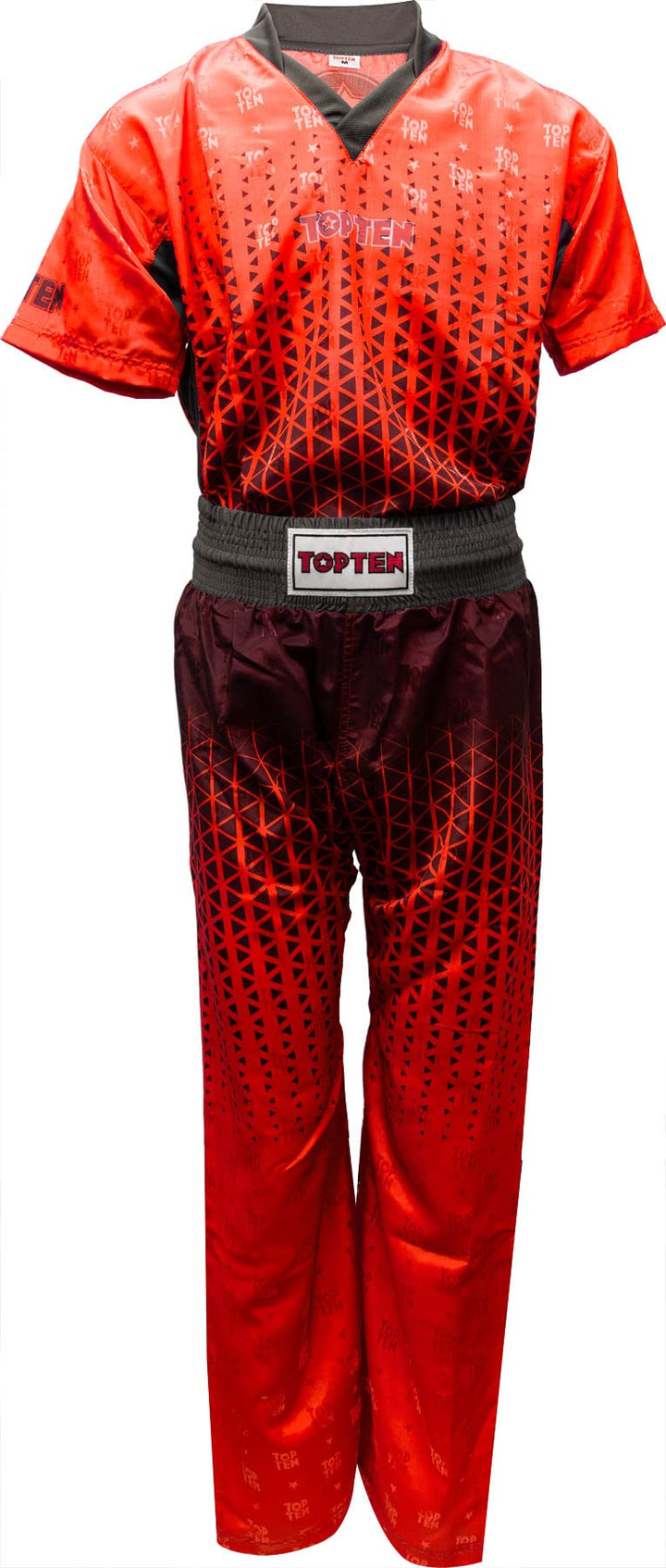 TOP TEN Kickboxuniform „Grafic“ Rot - Schwarz XL, Rot - Schwarz XL