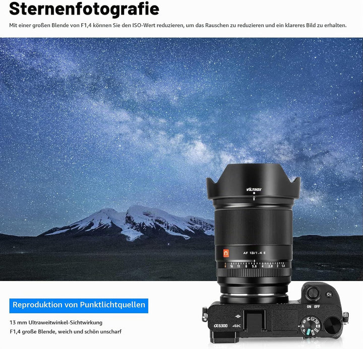 VILTROX 13mm F1.4 Wide Angle Aps-C Autofokus Objektive für Sony E Mount Kamera Objektive Camera Lens