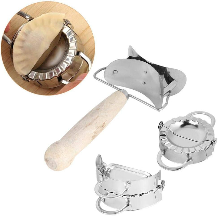 Dumpling Maker Set Knödel-Maschine Edelstahl Holz-Roll Ravioli Dumpling Maker Wrapper Pierogie Pie Q
