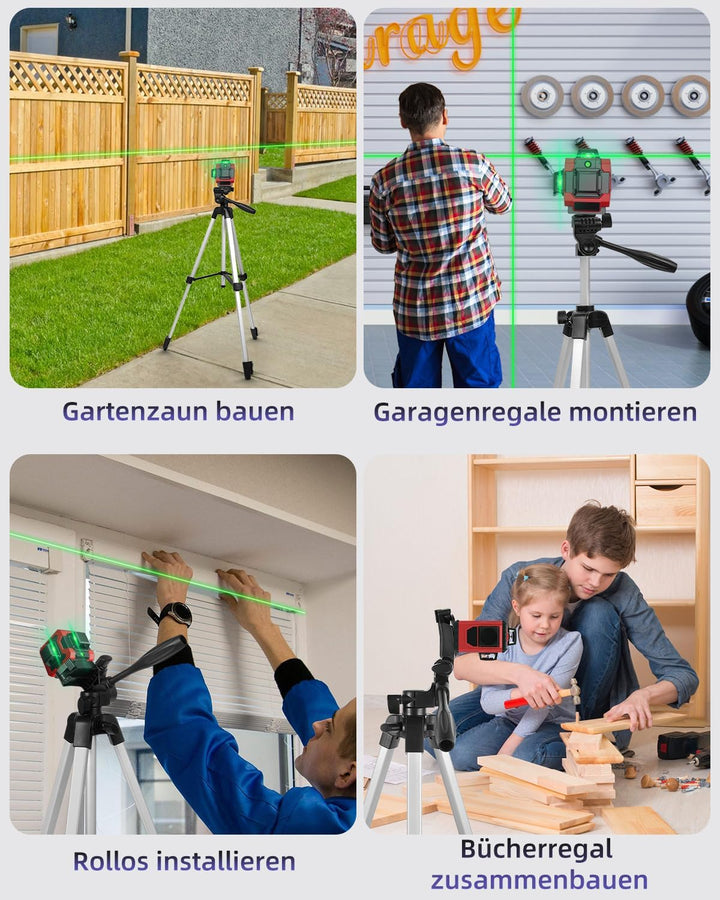 Silber Aluminium-Stativ für Laser-Nivellierung mit 137 cm Höhe und 0,54 kg leicht, mit Blasenniveau,