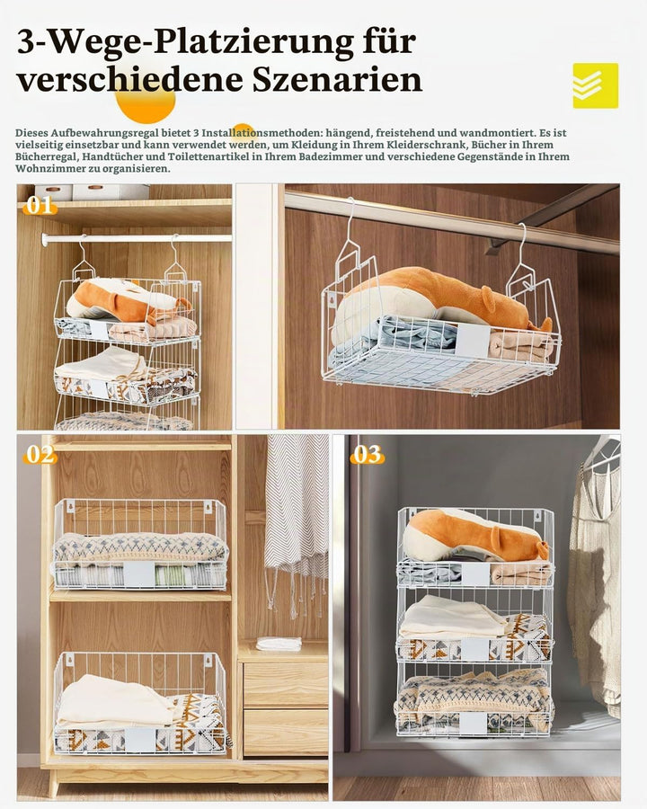 Hängeregal 2 Etagen, Stück Kleiderschrank, Organizer Stapelbare Aufbewahrungsbox, platzsparendes Hän