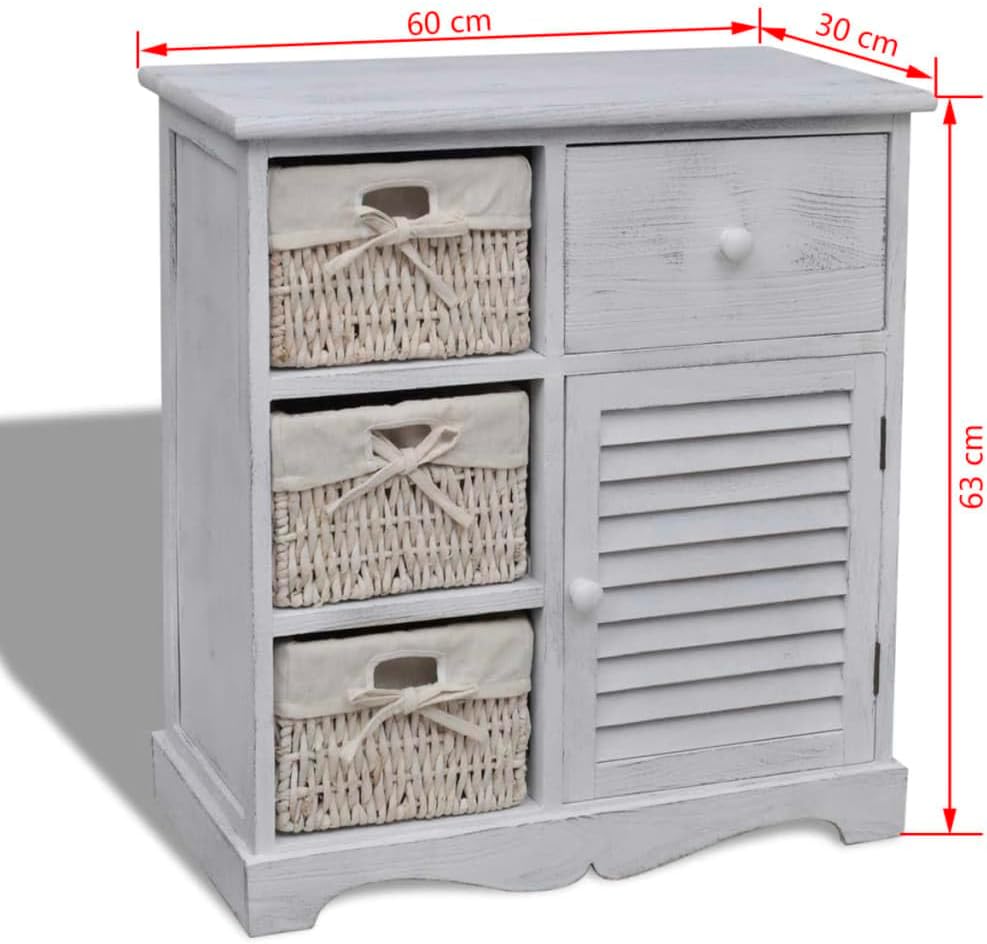 vidaXL Holz Schränkchen Nachtschrank Kommode Schrank Beistellschrank Sideboard 60 x 30 x 63 cm Weiss