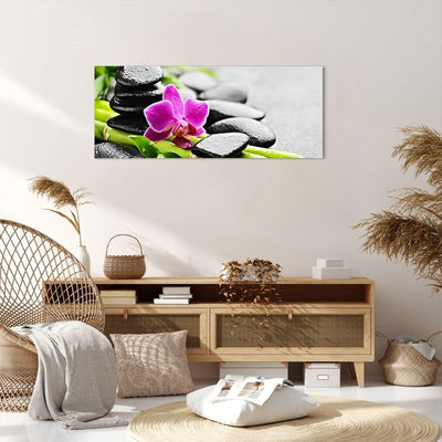 Panorama Bilder auf Leinwand 100x40cm Leinwandbild Pflanze Steine Bambus Spa Gross Wanddeko Bild Sch