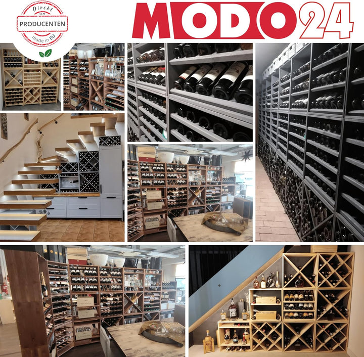 Flaschenregal mit Auszugsböden, Weinregal Massivholz für 30 Flaschen, Weinschrank, Modulares Weinstä