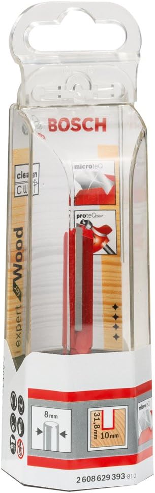 Bosch Professional Nutfräser (für Holz, Schaft 8mm, Ø10mm, Arbeitslänge 31,8mm, Gesamtlänge 69mm) D1