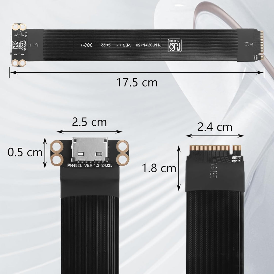 GINTOOYUN PCI-E4.0 M.2 NVME zu Oculink SFF-8611/8612 Adapterkabel M.2 M-Key 2280 NGFF zu Oculink SFF