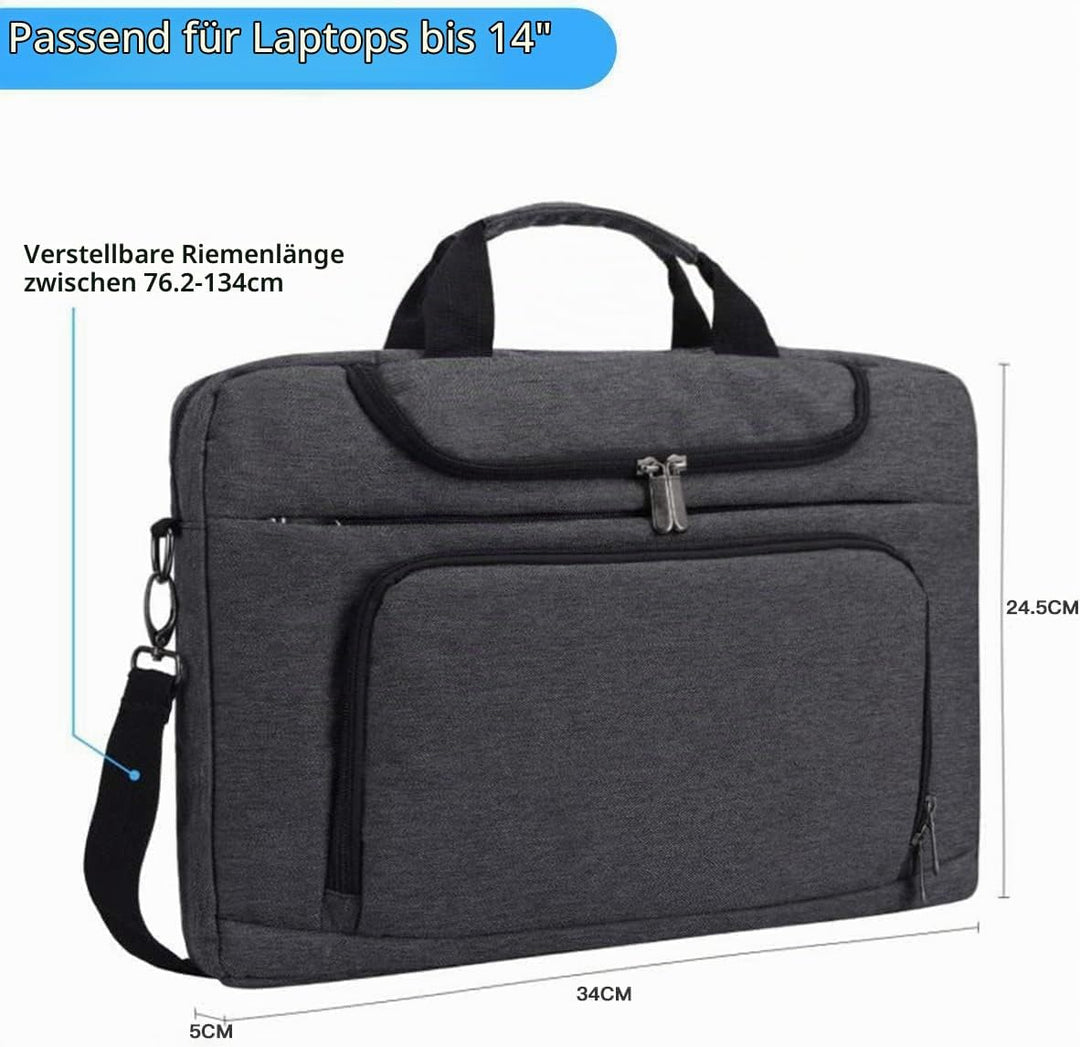 BERTASCHE Laptoptasche 14 Zoll Notebooktasche Schulter Tasche für Uni Arbeit Business 14 Zoll Grau,