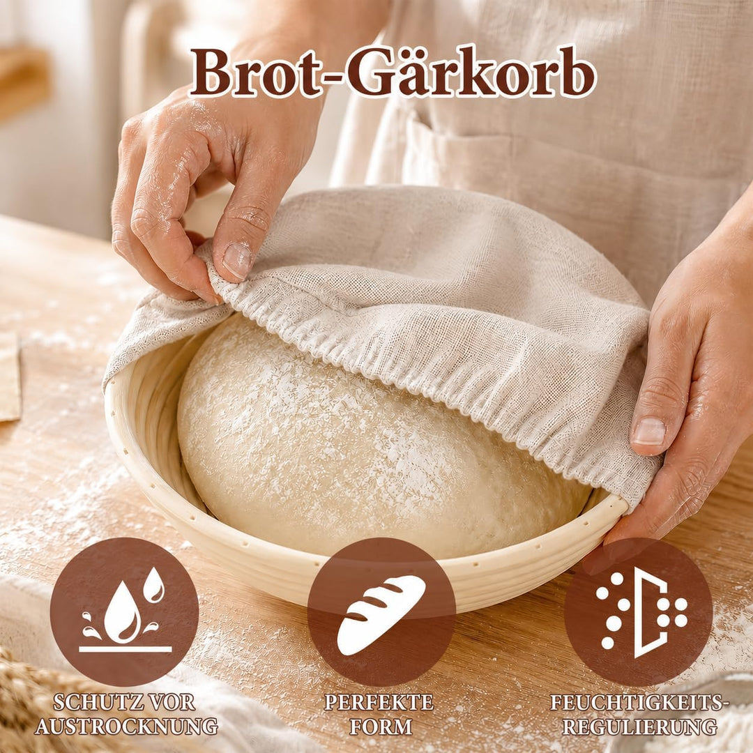 Gusseisen Dutch Oven 5 QT Brotbacktopf Emaille Bräter mit Gärkörbchen Banneton Sauerteig Backset zum