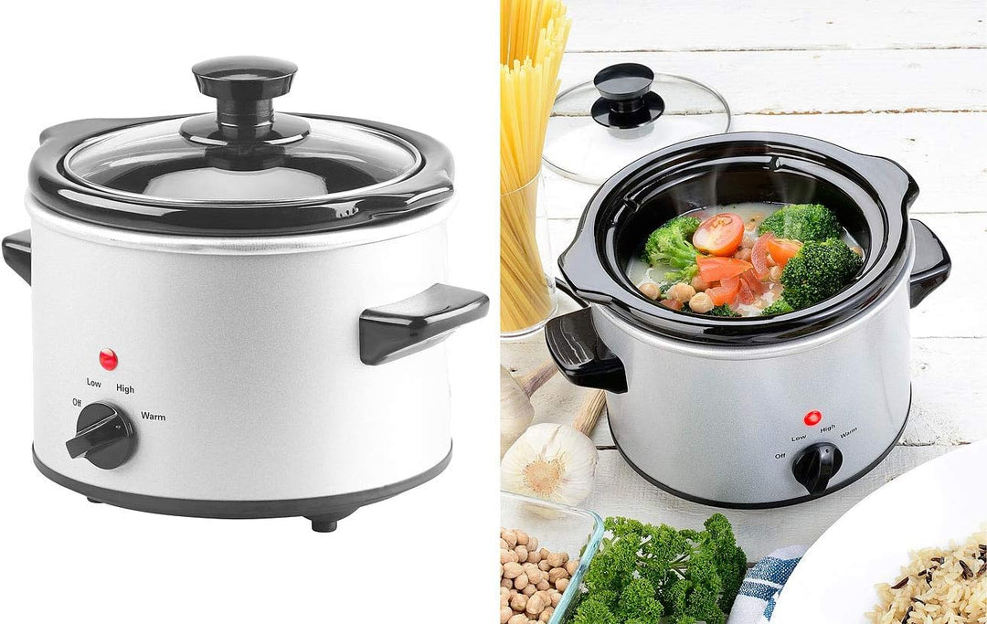 Rosenstein & Söhne Slow Cooker: Elektrischer Schongarer, Keramik-Gartopf, Glasdeckel, 1,4 Liter, 100