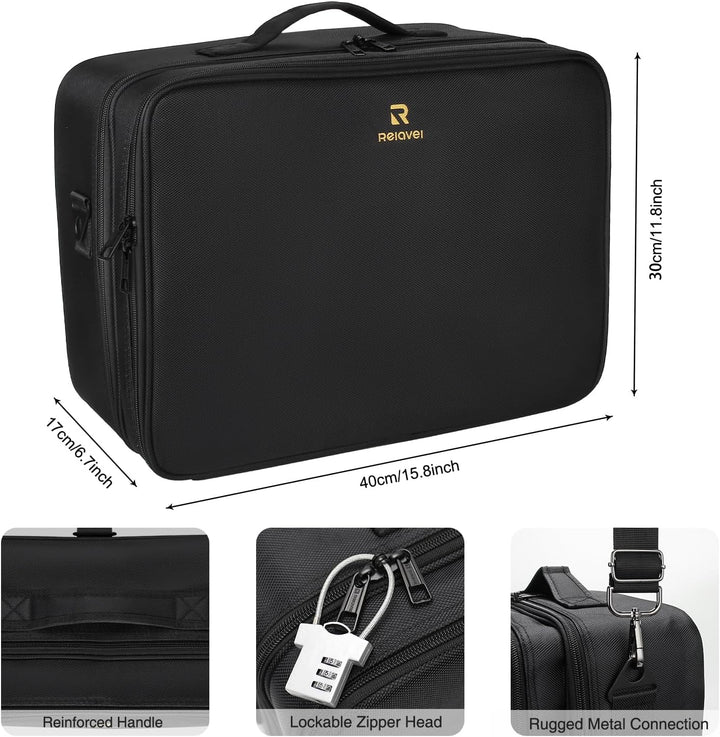 Kosmetikkoffer Gross, Makeup Tasche mit Verstellbaren Teilern und Riemen, Kosmetikkoffer Mädchen, Tr