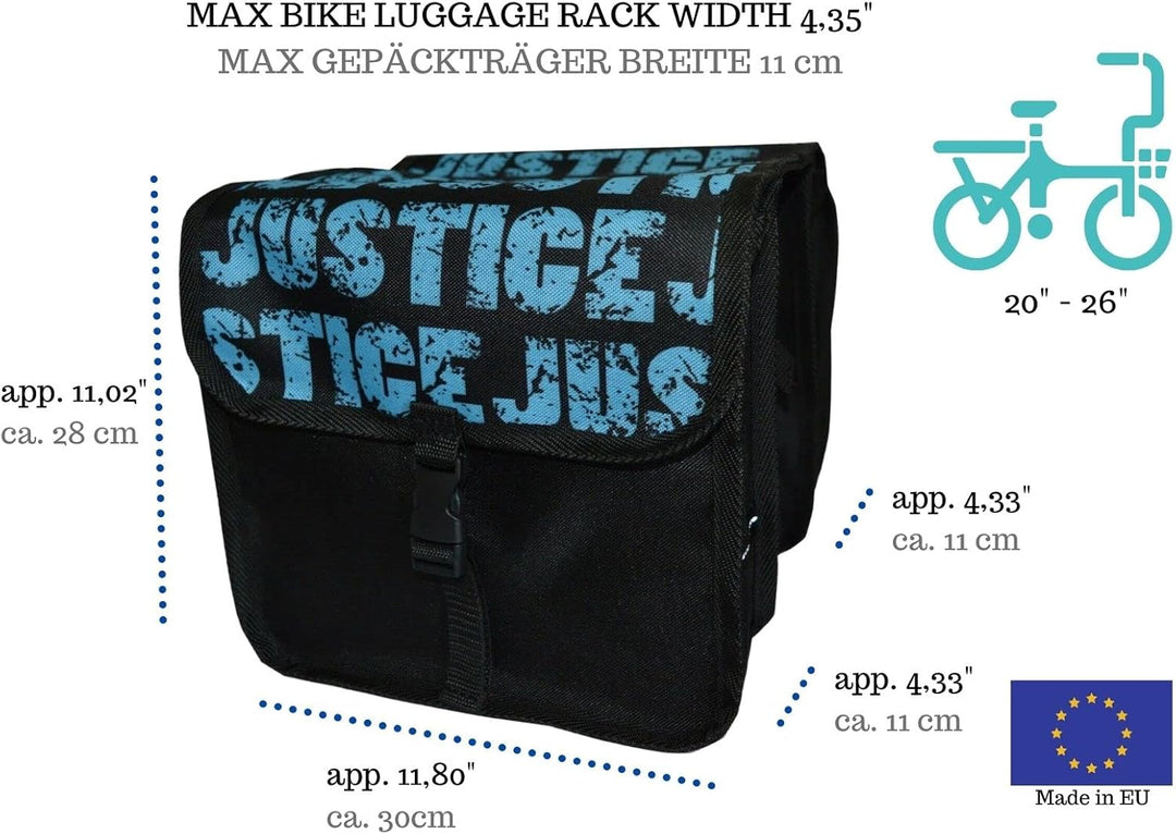 Beluko FAHRRADTASCHE Kinderfahrradtasche Satteltasche 20-26" Gepäckträgetasche Doppel (42. Justice)