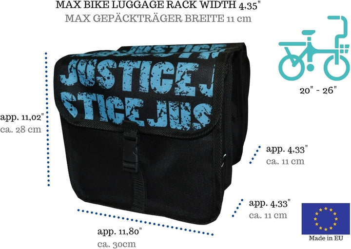 Beluko FAHRRADTASCHE Kinderfahrradtasche Satteltasche 20-26" Gepäckträgetasche Doppel (42. Justice)