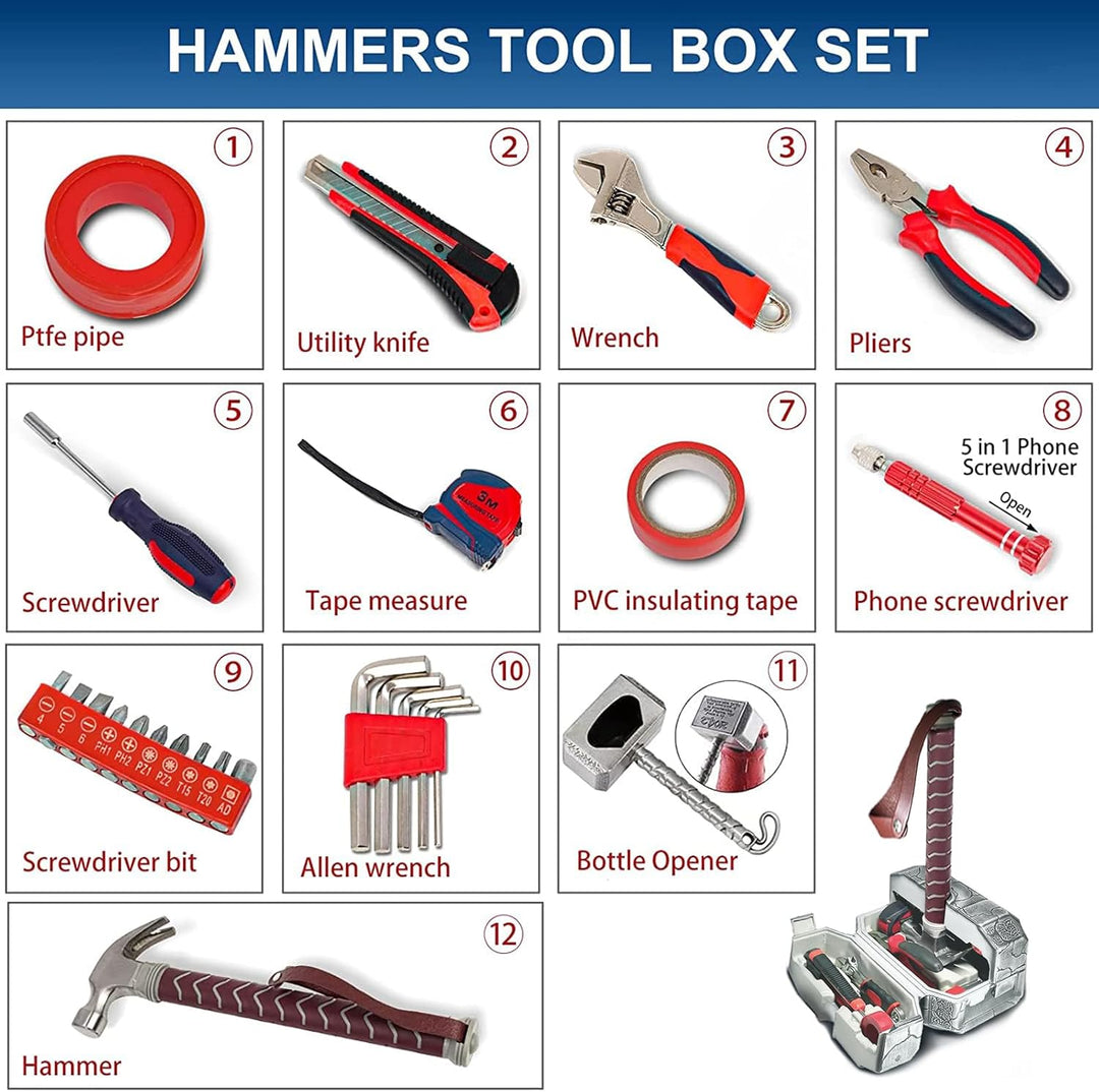 Hammer Werkzeugkasten, 28-teilig Thor Hammer Werkzeugset, Reparatur Heimwerkzeug-Set, Handwerkzeuge,