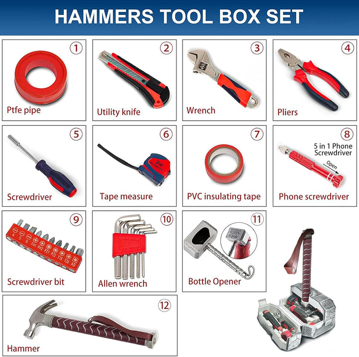 Hammer Werkzeugkasten, 28-teilig Thor Hammer Werkzeugset, Reparatur Heimwerkzeug-Set, Handwerkzeuge,