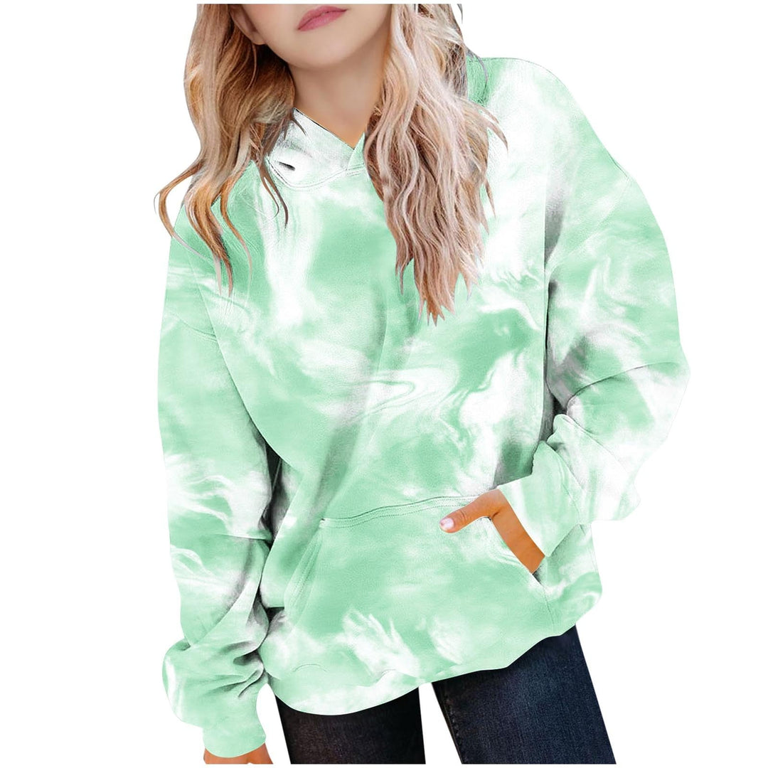 XINYUNZU Mädchen Kapuzenpullover Casual Hoodie Batik Sweatshirt mit Kapuze & Tasche Oberteile Langar