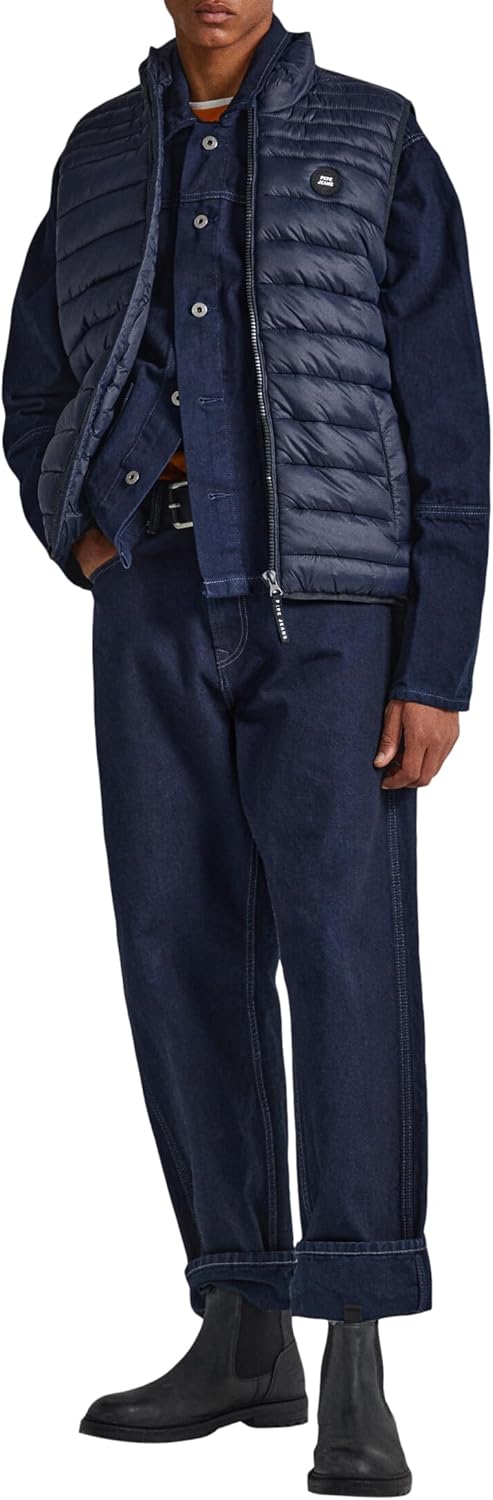 Pepe Jeans Herren Balle Gillet Puffer Weste, XXL Blau (Dulwich)