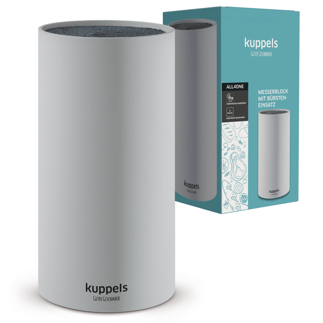 Kuppels ALL4ONE Universal Messerblock ohne Messer, Rund, Grau, Mit herausnehmbaren Borsten, 22 cm gr