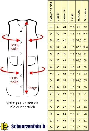 Schuerzenfabrik Reissverschluss Kittel RV Hauskleid Baumwolle Schürze Kochschürze 38 Hellblau/Rot, 3