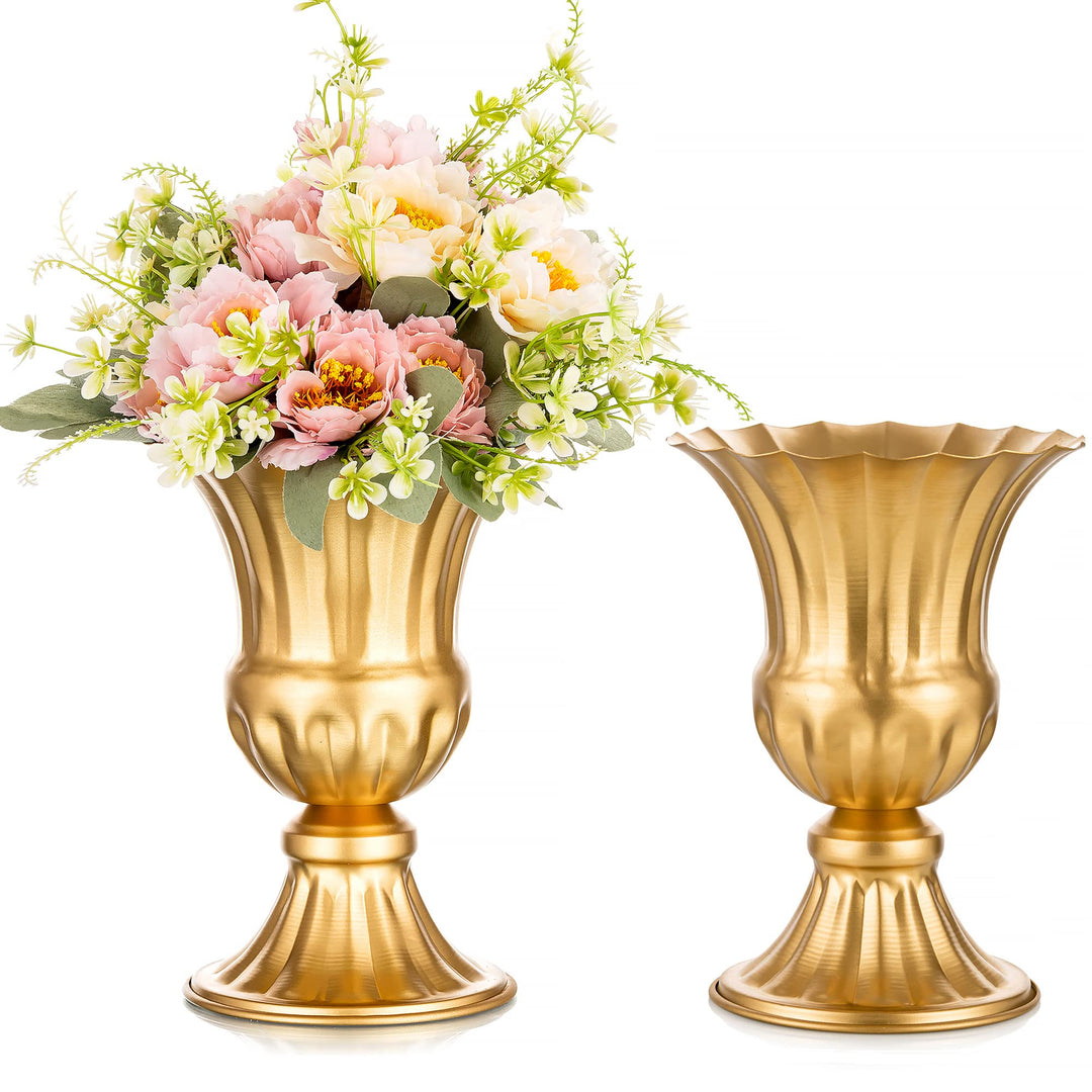Sziqiqi Golden Metall Vase für Hochzeit - 2 Stück Klein Blumenvase Deko Hochzeit Mittelstücke, Vinta