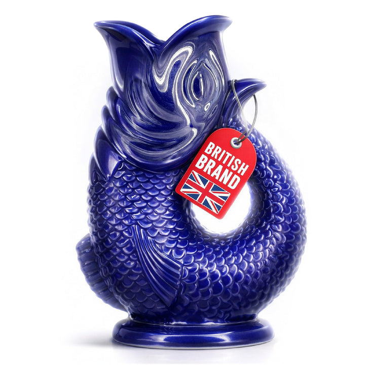 Bubble Jug | Wasserkaraffe | Keramikkrug in Fischform | 1,5 L | Dunkelblau Dunkelblau 1.5L, Dunkelbl
